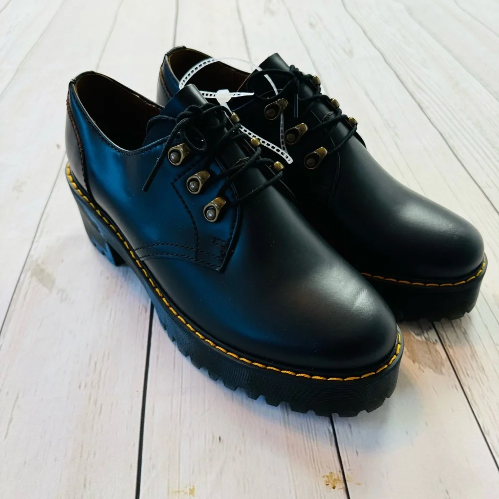 Dr Martens Leona Lug Sole Platform Derby Shoes Size 11